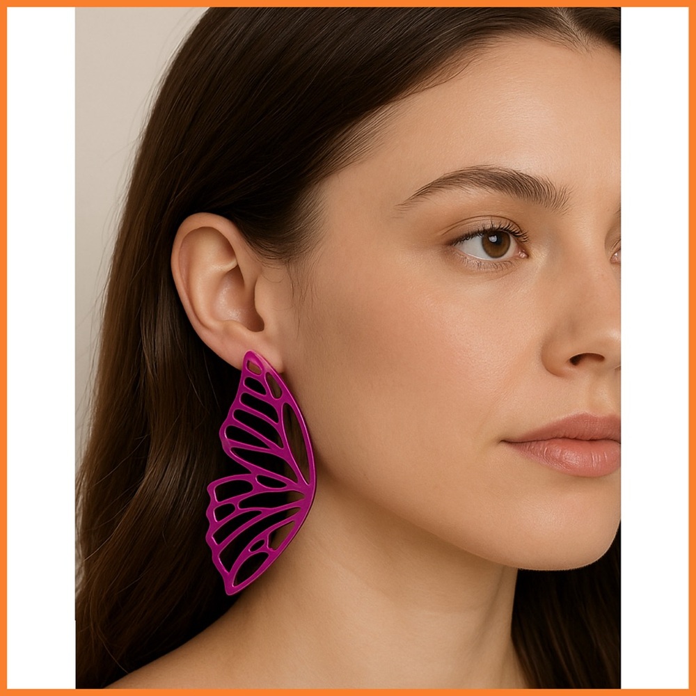 Nicole Miller Purple Butterfly Wing Earrings